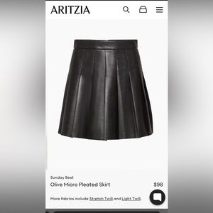 NWOT - Leather Micro Pleated Skirt
